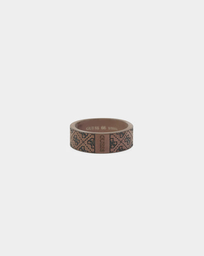 Guess Mainline 8mm 4G Pattern Ring Brown