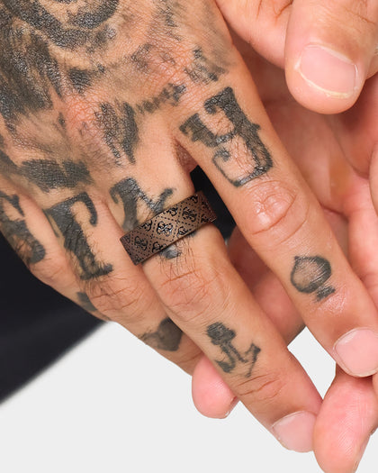 Guess Mainline 8mm 4G Pattern Ring Brown