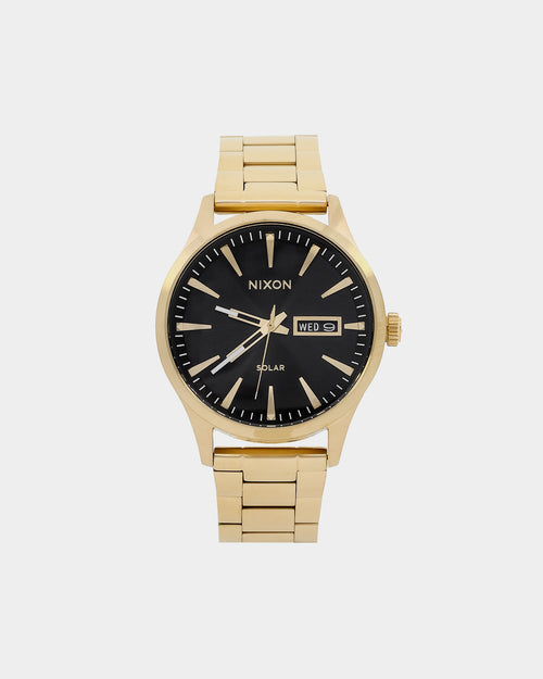 Nixon Sentry Solar Stainless Steel Watch Gold/Black