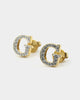 Guess Mainline Party Pave G Logo 9mm Stud Earrings Gold