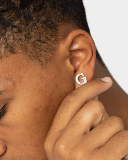 Guess Mainline Party Pave G Logo 9mm Stud Earrings Gold