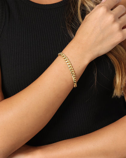 House Of Auric 3mm Cuban Link Bracelet 18k Gold Vermeil