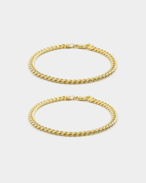 House Of Auric 5mm Cuban Bracelet Set 18k Gold Vermeil