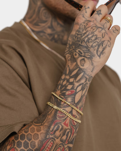 House Of Auric Cuban & Franco Stack Bracelet Set 18k Gold Vermeil