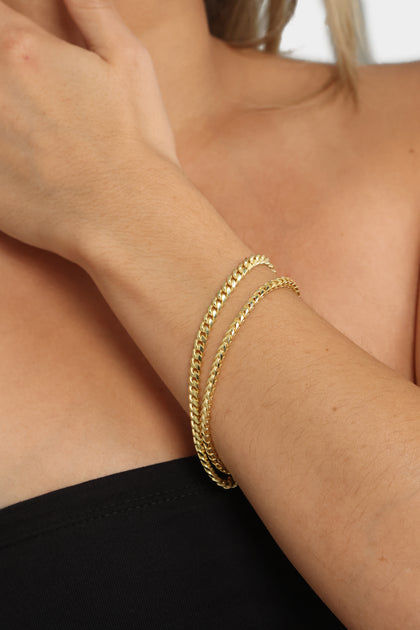 House Of Auric Cuban & Franco Stack Bracelet Set 18k Gold Vermeil