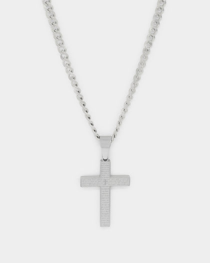 NXS Textured Cross Pendant White Gold