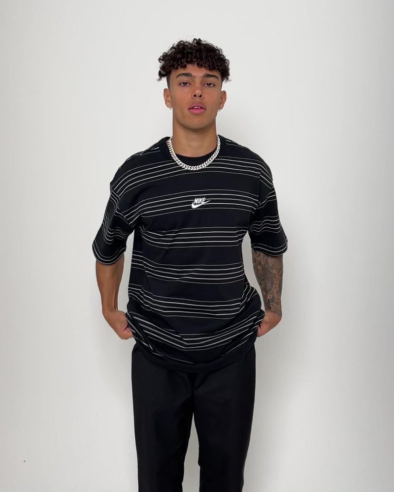 NBA Logo Black & White Striped T-Shirt Men's Size S Small