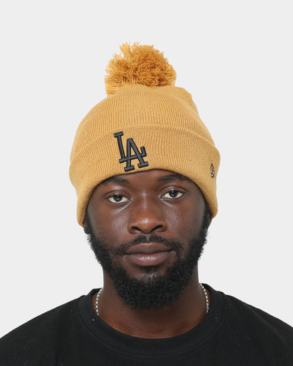 New Era Los Angeles Dodgers Pom Knit Beanie Wheat