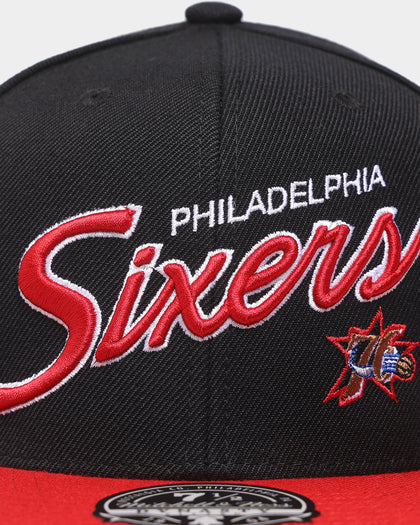 Mitchell & Ness Philadelphia 76ers 'Team Script 2.0 Hardwood Classics' Fitted Black