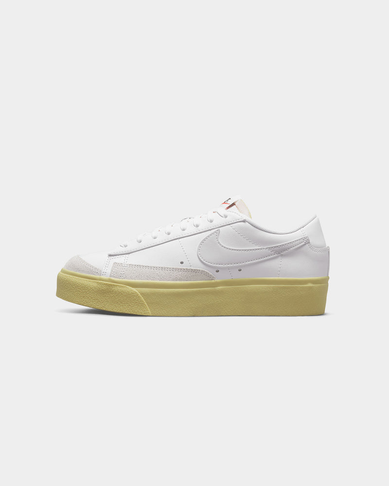 Nike Women's Blazer Low Platform Shoes White/White-Lemon
