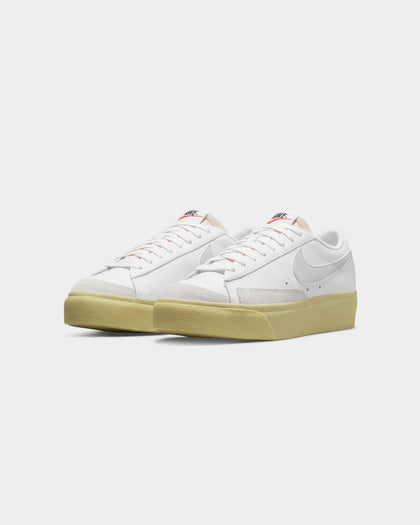 Nike Women's Blazer Low Platform Shoes White/White-Lemon