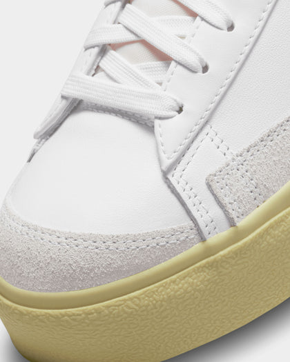 Nike Women's Blazer Low Platform Shoes White/White-Lemon