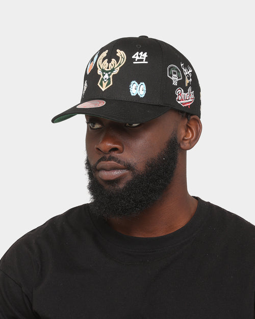 Mitchell & Ness Milwaukee Bucks 'Hand Drawn Doodle' Pro Crown Snapback Black