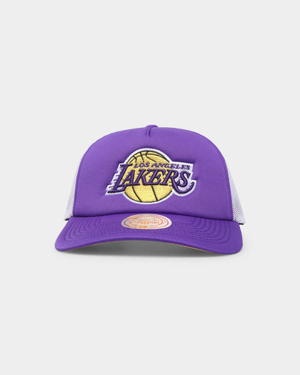 Mitchell & Ness Los Angeles Lakers 'NBA Off The Backboard' Trucker Snapback Purple