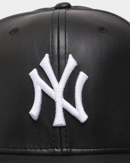 New Era New York Yankees 'PU Leather' 59FIFTY Fitted Black Leather