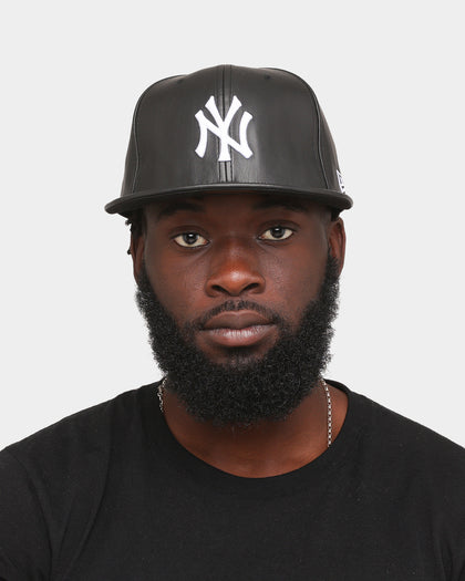 New Era New York Yankees 'PU Leather' 59FIFTY Fitted Black Leather