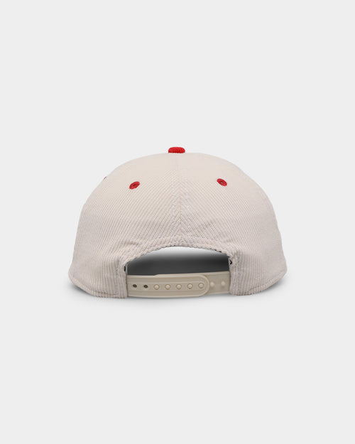 New Era Redcliffe Dolphins 'NRL Retro Script Corduroy' Golfer Snapback Chrome White