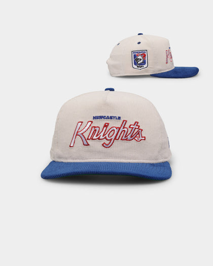 New Era Newcastle Knights 'NRL Retro Script Corduroy' Golfer Snapback Chrome White
