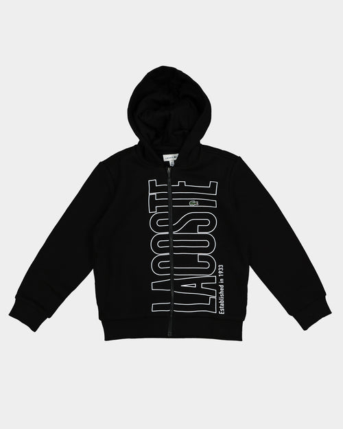 Lacoste Kids' Active Print Zip Front Hoodie Black