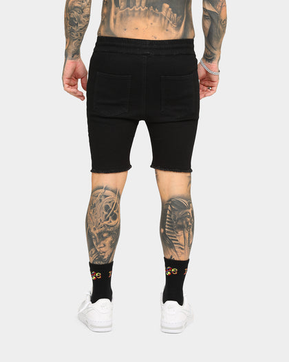 ENES Gunner Skinny Ripped Shorts Black