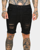 ENES Gunner Skinny Ripped Shorts Black