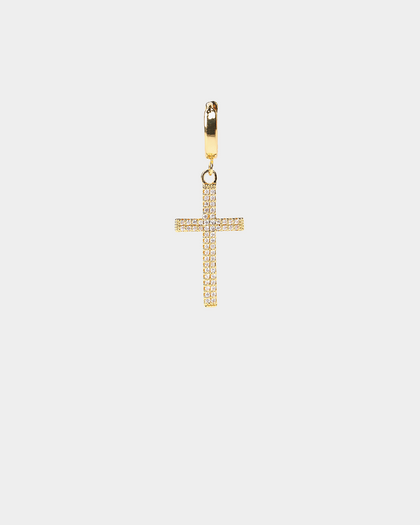 Saint Morta Cross Earring Iced Gold