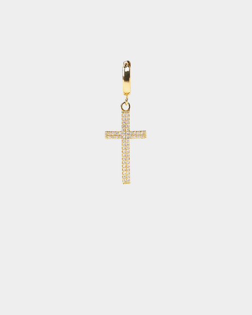 Saint Morta Cross Earring Iced Gold