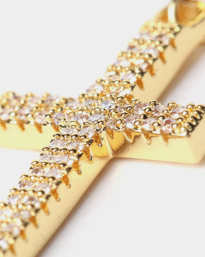 Saint Morta Cross Earring Iced Gold