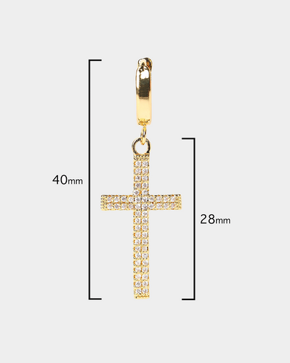 Saint Morta Cross Earring Iced Gold