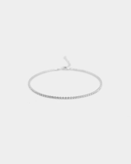 Raising Hell Women's 9" Micro Tennis Anklet White Gold