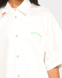 Heron Preston Boxy Fit Short Sleeve Button Up Shirt White