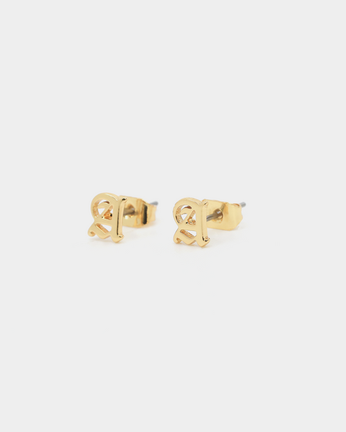 Raising Hell Women's Gothic Alphabet Stud Earrings Gold