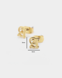 Raising Hell Women's Gothic Alphabet Stud Earrings Gold
