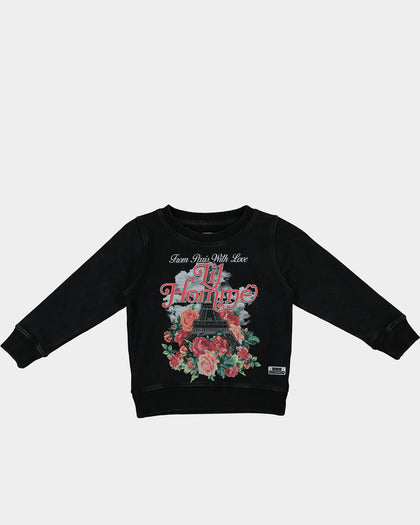 Lil Homme Kids' With Love Vintage Crewneck Washed Black