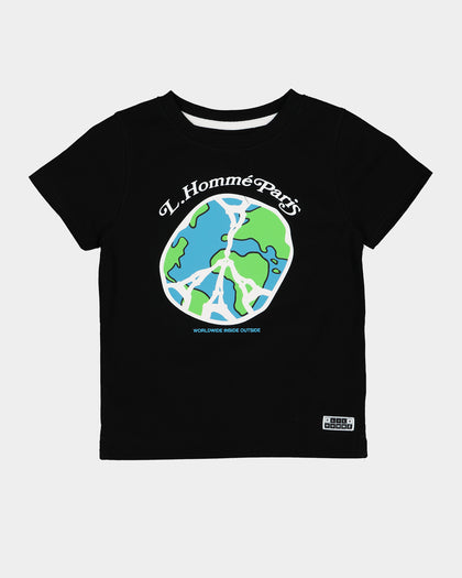Lil Homme Kids' Worldwide Peace Short Sleeve T-Shirt Black