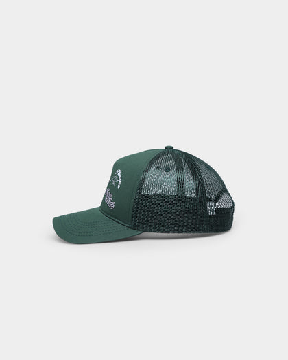 Saint Morta Skull Flower Trucker Snapback Dark Green