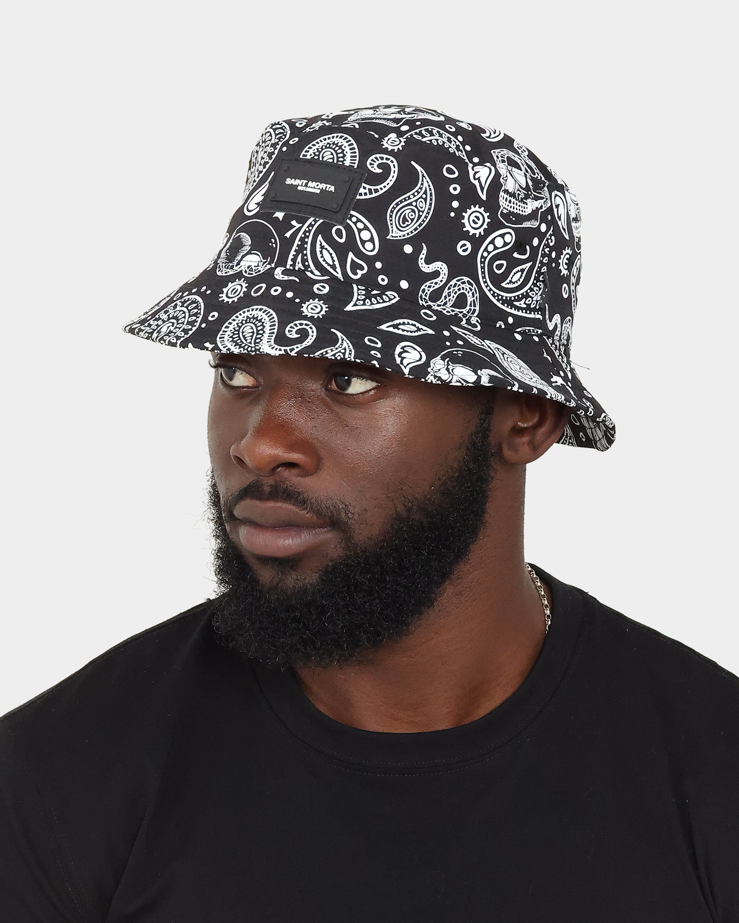 Saint Morta Paisley Skulls Bucket Hat Black/White | Culture Kings
