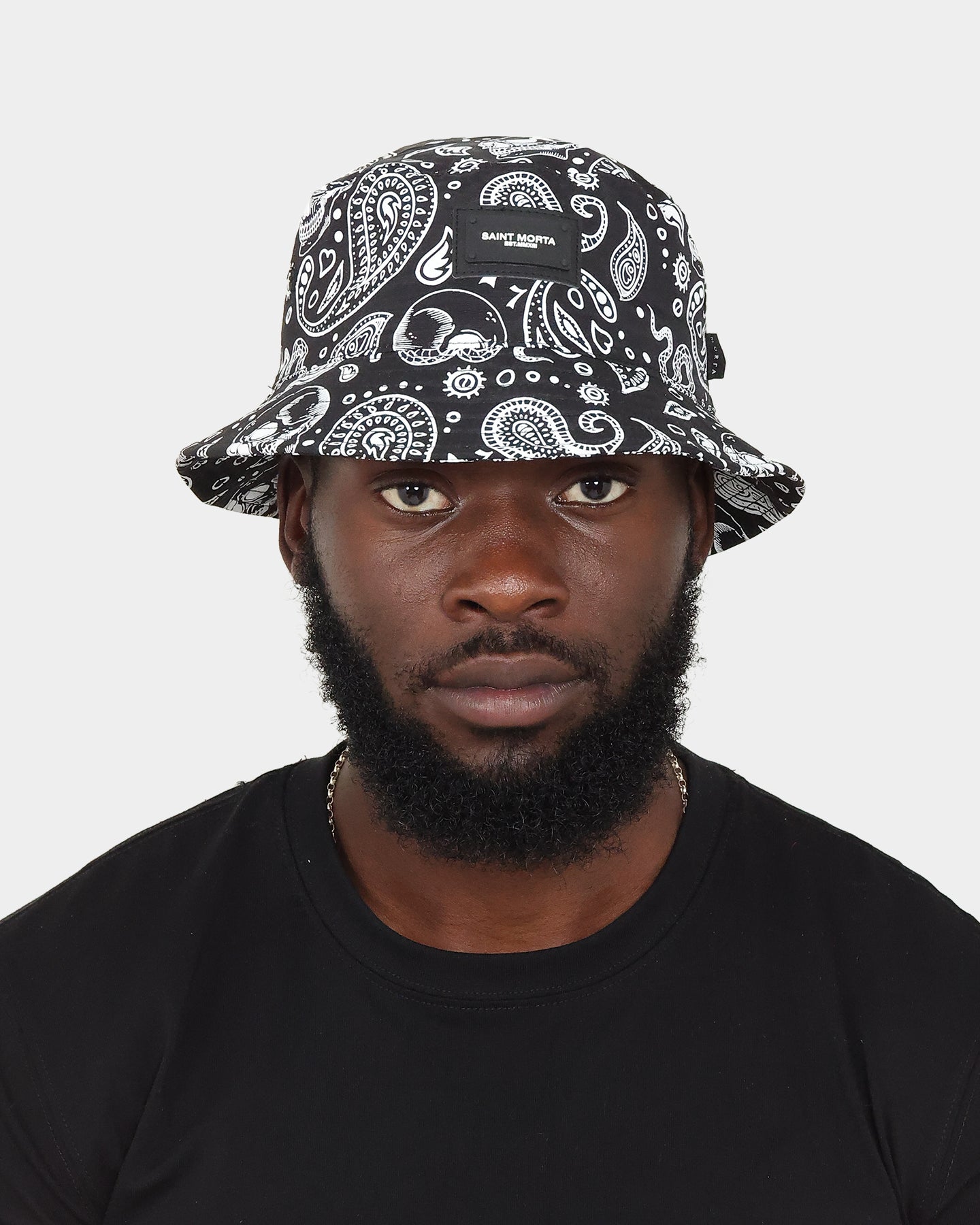 Saint Morta Paisley Skulls Bucket Hat Black/White | Culture Kings