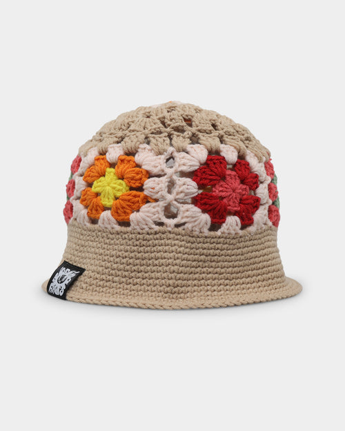 Loiter Crochet Bucket Hat Tan/Multi-Coloured