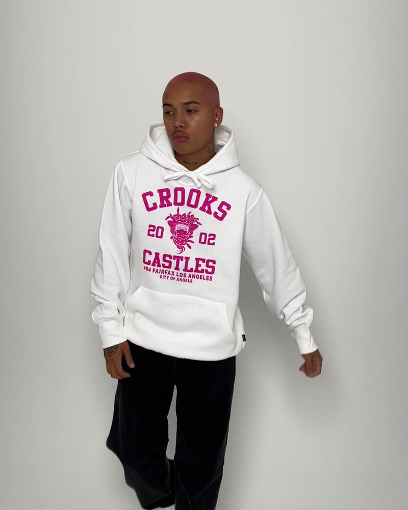 Crooks & Castles Fairfax Varsity Hoodie Hot Pink/White