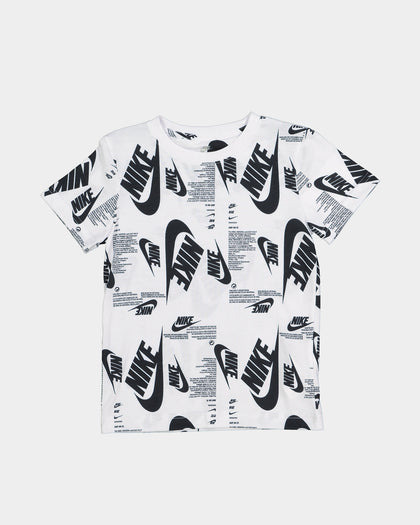 Nike Kids' Futura Branding All-Over Print T-Shirt White