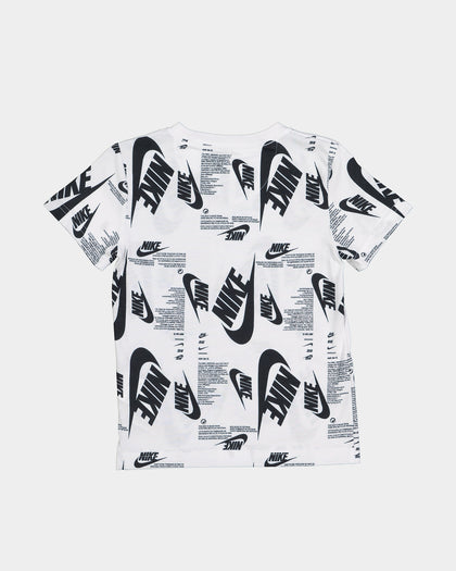 Nike Kids' Futura Branding All-Over Print T-Shirt White