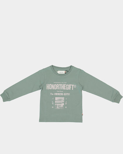 Honor The Gift Kid's Holiday Stereo Long Sleeve T-Shirt Sage