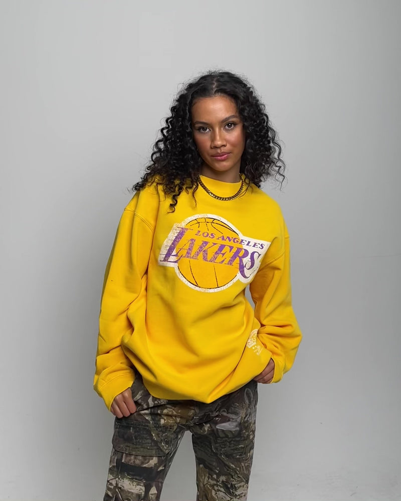 Vintage Los Angeles Lakers Sweatshirt Yellow NBA Team XL