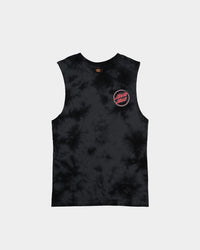 Santa Cruz Kids' Checked Out Flamed Dot Muscle T-Shirt Black/Black Tie Dye