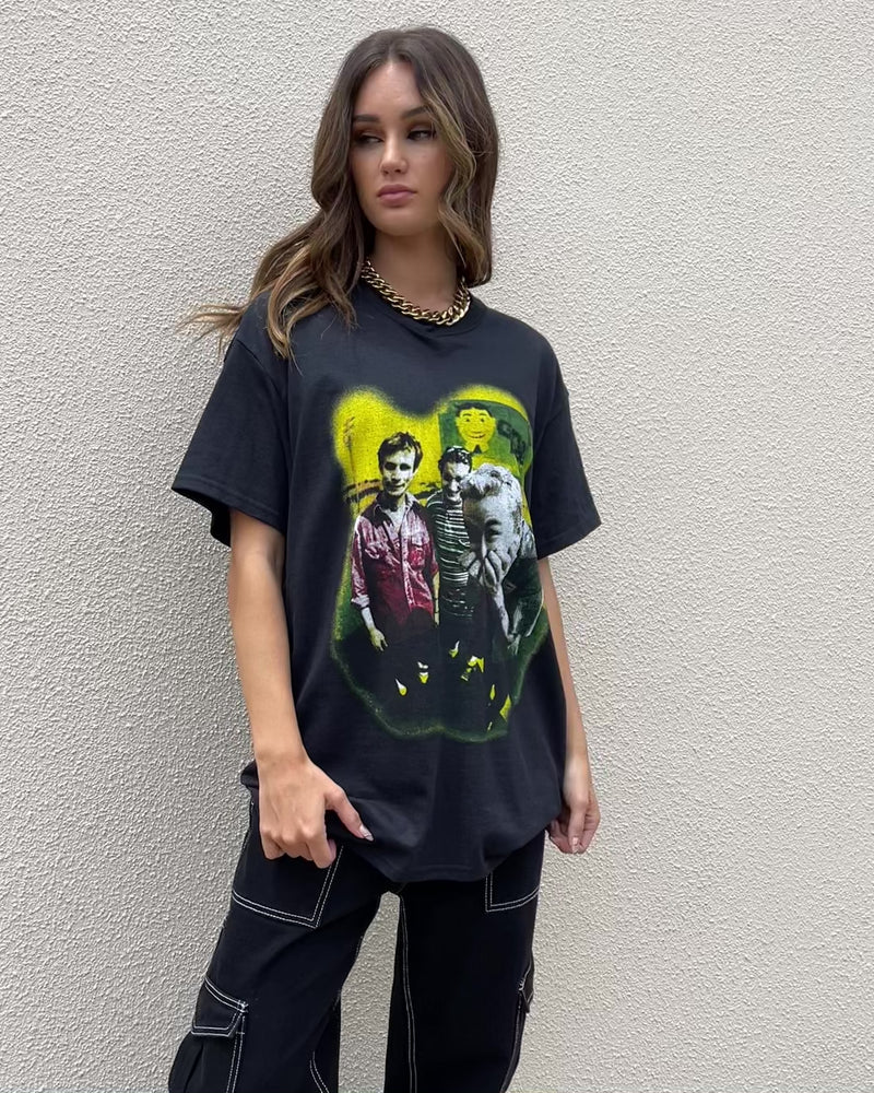 Green Day Neon Photo T-Shirt Black
