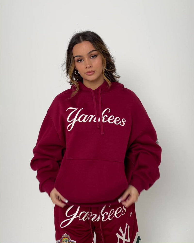 New Era New York Yankees Chain Stitch Hoodie Cardinal | Culture Kings