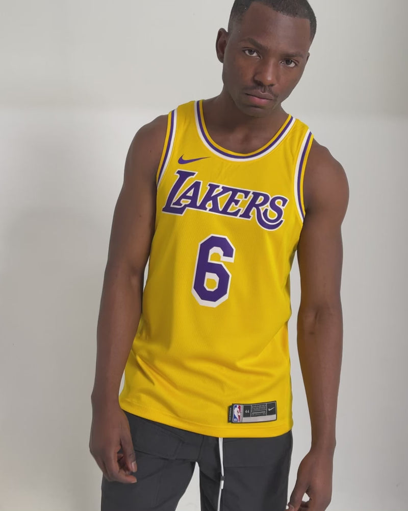 Jordan Men's Los Angeles Lakers LeBron James #6 Swingman Statement Edition Jersey, Purple, Size: Small, Polyester