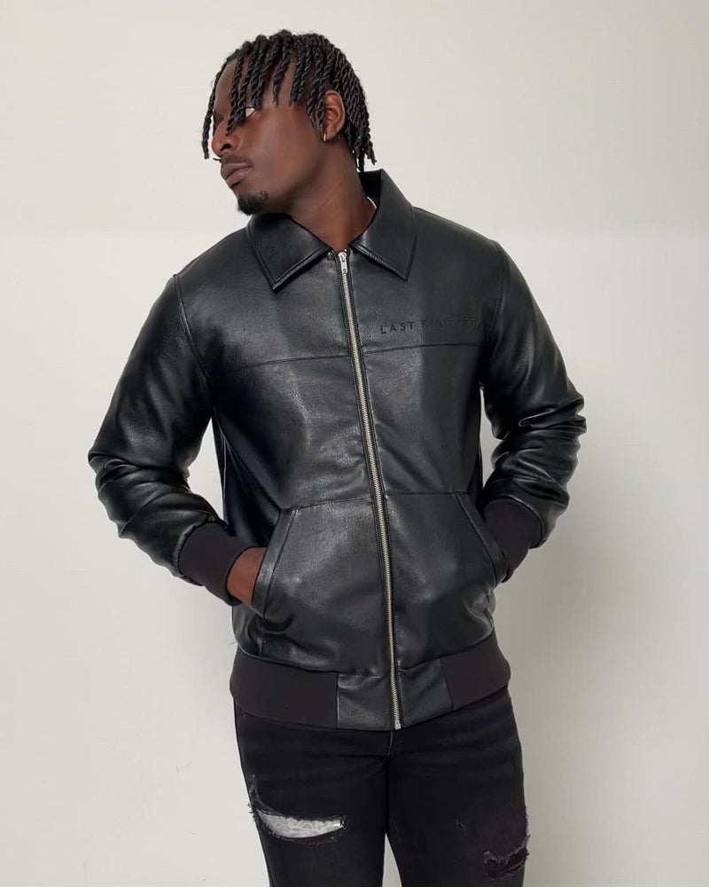 Last Kings Chain Faux Leather Jacket Black